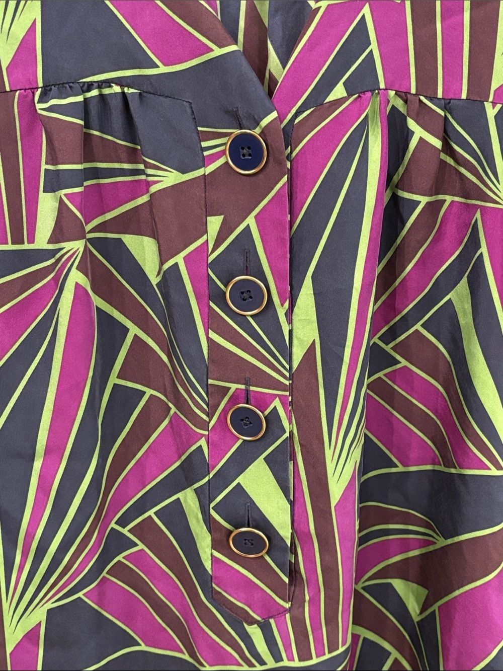 DKNY 100% Silk Geometric Print Shift Dress Size 6 Missing Belt - Picture 4 of 8